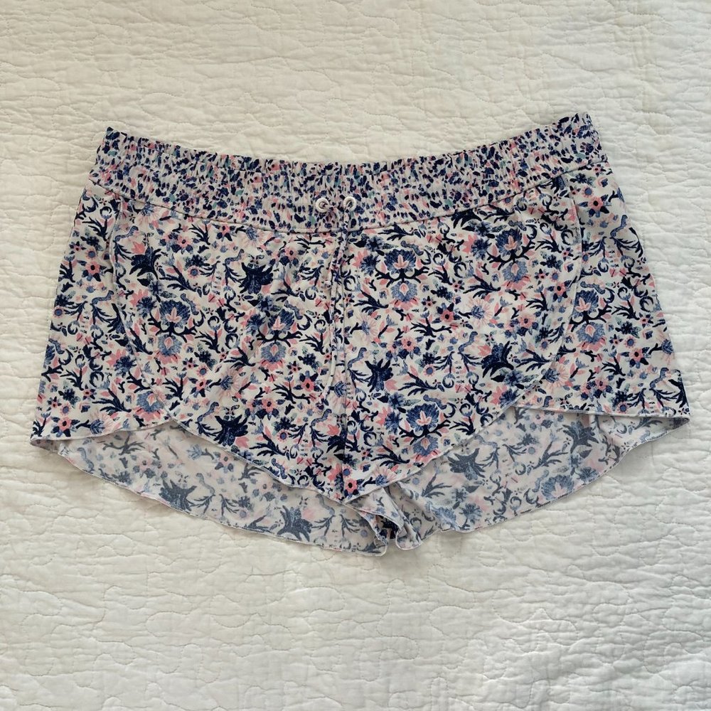 ATHLETA Tulip Wrap Front Swim Shorts with Built-in Bikini Briefs Navy White Pink - Picture 3 of 7